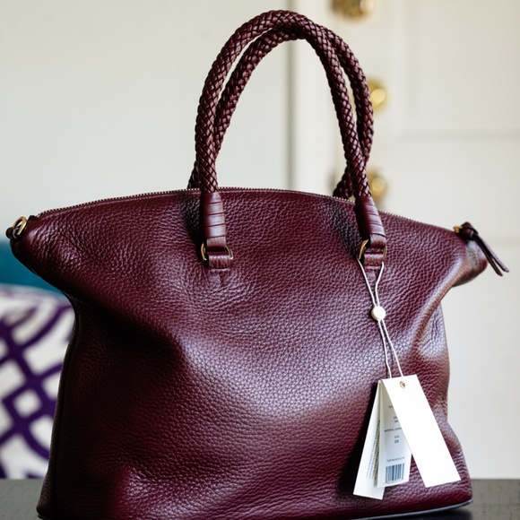 Tory Burch Taylor Leather Satchel Imperial Garnet - Picture 3 of 6